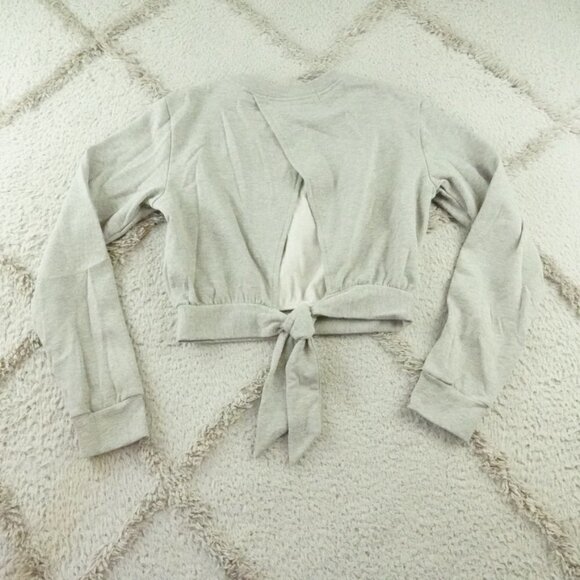 Rebecca Minkoff Cropped Sweatshirt Womens Small Gray Open Back Tie - Picture 9 of 11